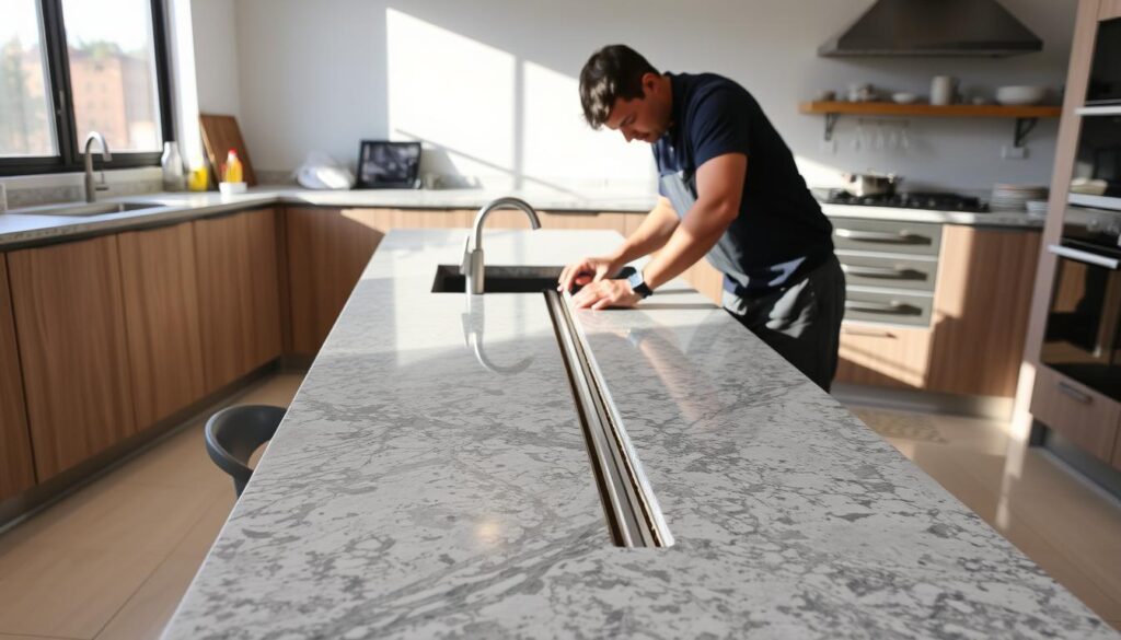 Granite drainer groove installation in Johannesburg Granite drainer groove installation in Johannesburg