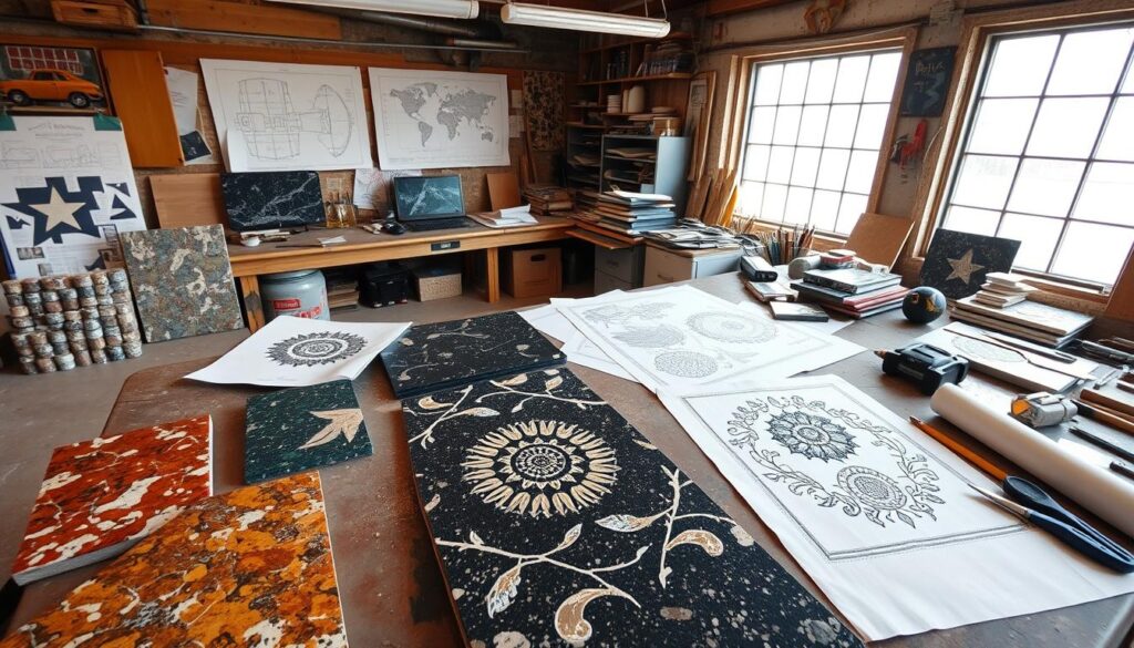 Granite inlay design planning Granite inlay design planning