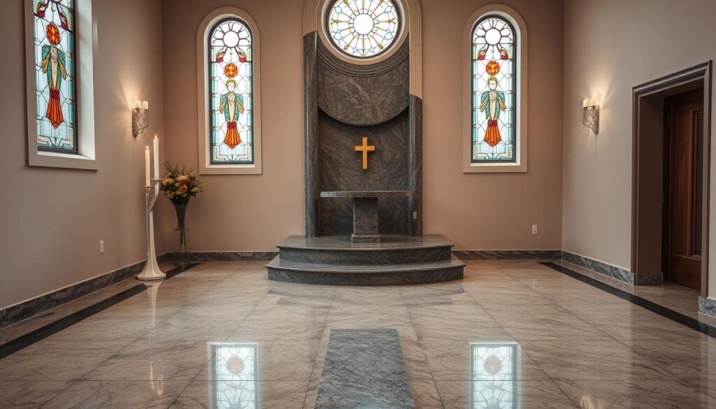 Granite installation in prayer room Granite installation in prayer room