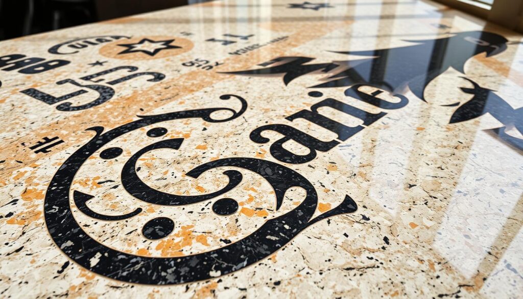 Logo inlay granite customisation Logo inlay granite customisation